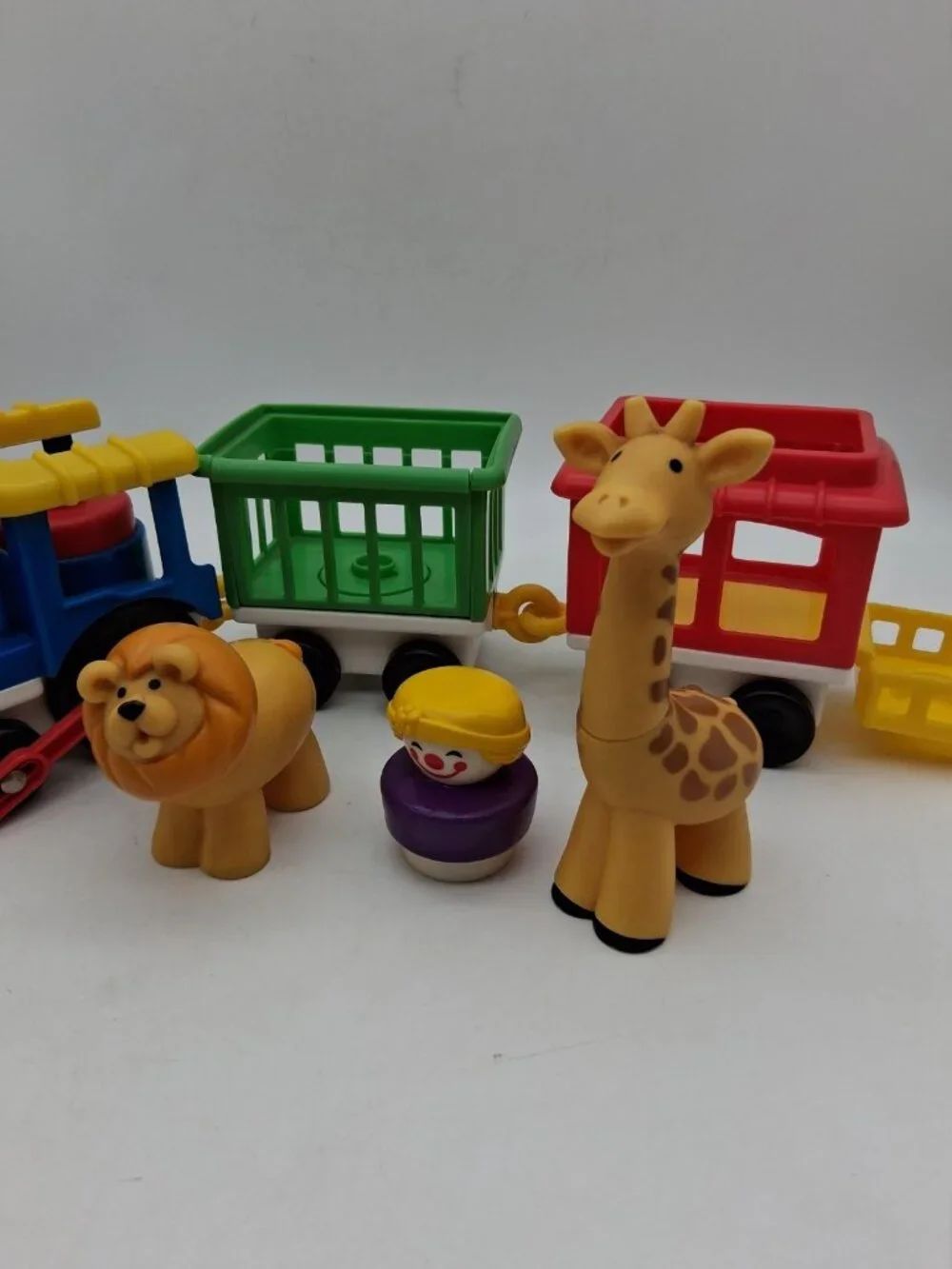 Vtg 1991 Fisher Price Little People Chunky Circus Zoo Train w/Clown & 2 Animals